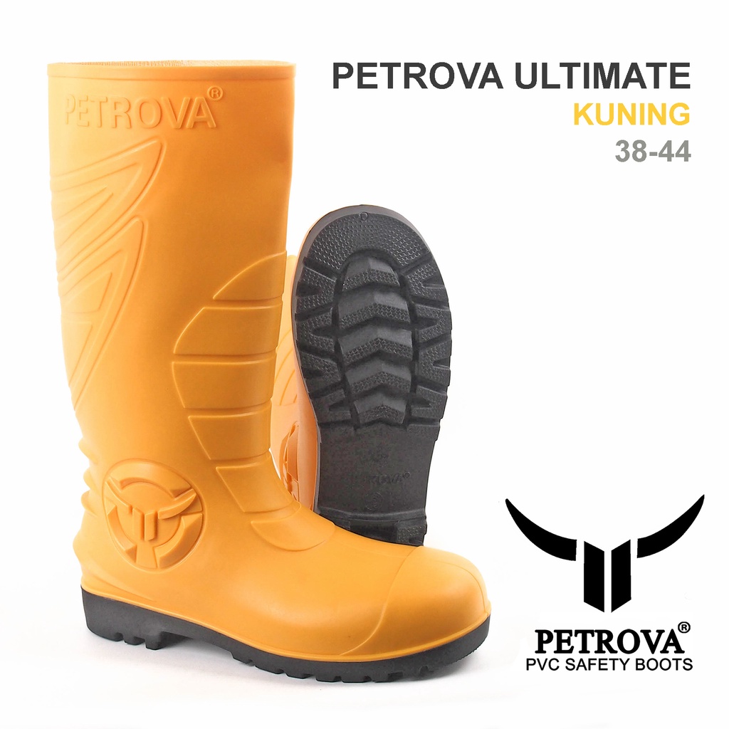 Petrova - Sepatu Boots Ultimate Yellow Size 42 - PVC Steel Toe Cap Anti Static