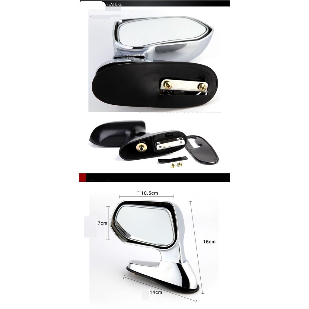 Spion Kap Mesin Model Chrome | Spion Tambahan Blind Spot Mobil