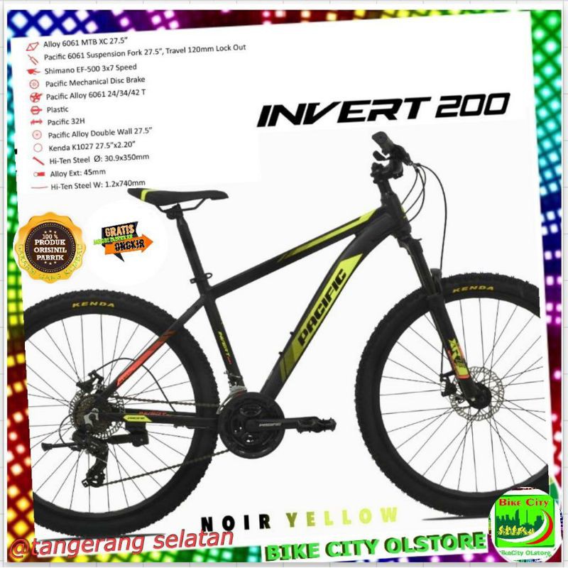 Sepeda gunung mtb 27.5 PACIFIC INVERT 200 ALLOY 21sp DISC