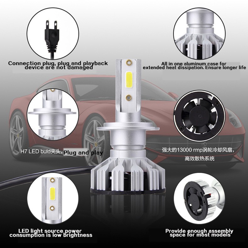 F6 Lampu Sorot Led9005 Hb34 9006 H1H3 H4 H7 H8 H11 880 1 Far Dan Near One Untuk Mobil