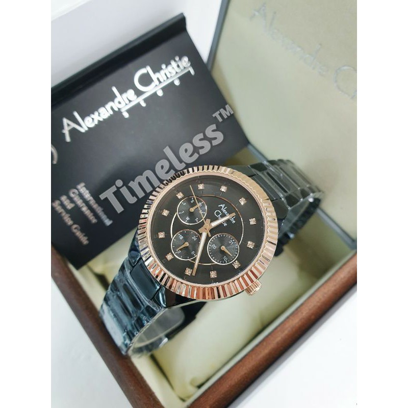 jam tangan wanita alexandre christie ac 2900 BF Black Rosegold