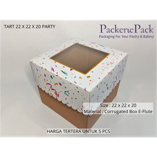 

( 5 PCS ) KOTAK BOX TART 22 x 22 x 20 PARTY / 22x22x20