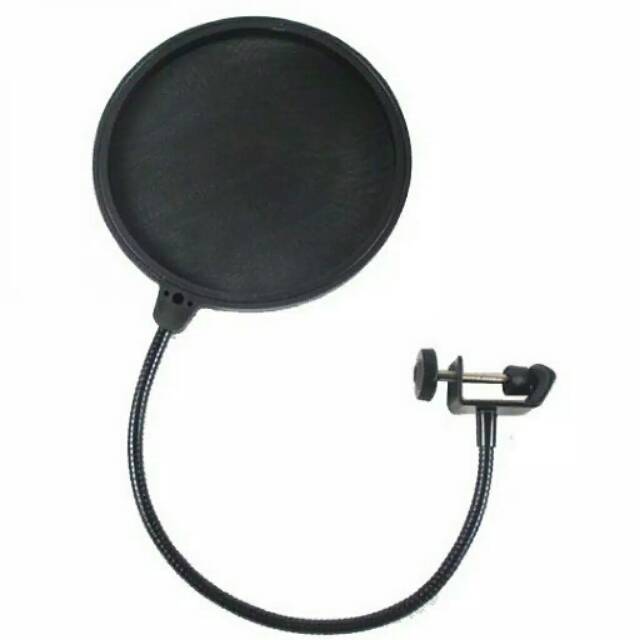 Pop filter mikrofon dual layer / windsreen mic / filter suara