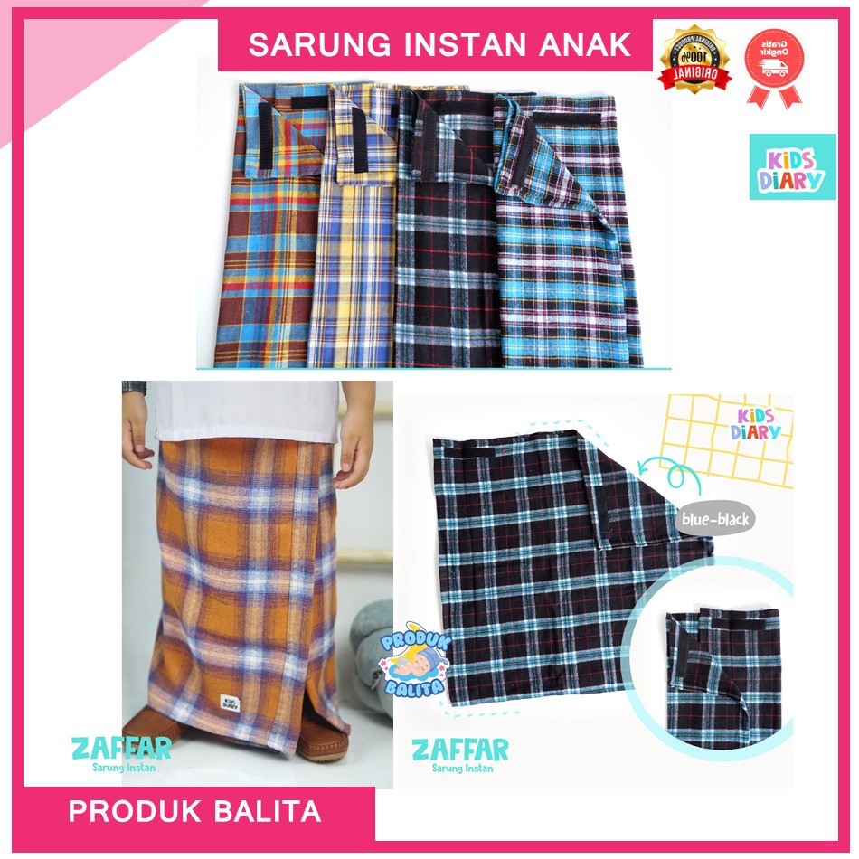 SARUNG INSTAN ANAK LAKI LAKI MOTIF KOTAK KOTAK ZAFFAR SARUNG INSTAN KIDS DIARY