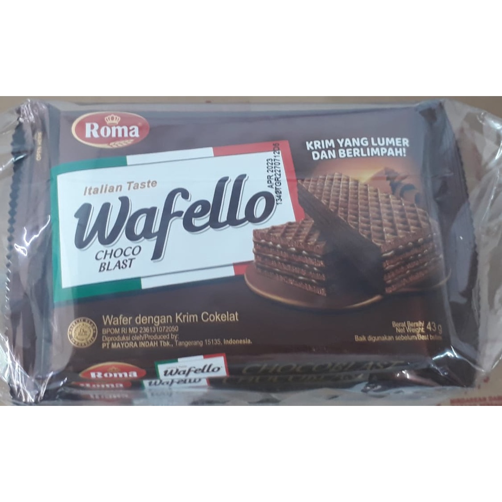 Wafer Wafello Choco Blast 43gr 1 pak isi 10 Pcs @43Gr