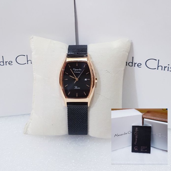 ALEXANDRE CHRISTIE WANITA AC 2939 BLACK ROSEGOLD JAM TANGAN ALEXANDRE CHRISTIE ORIGINAL