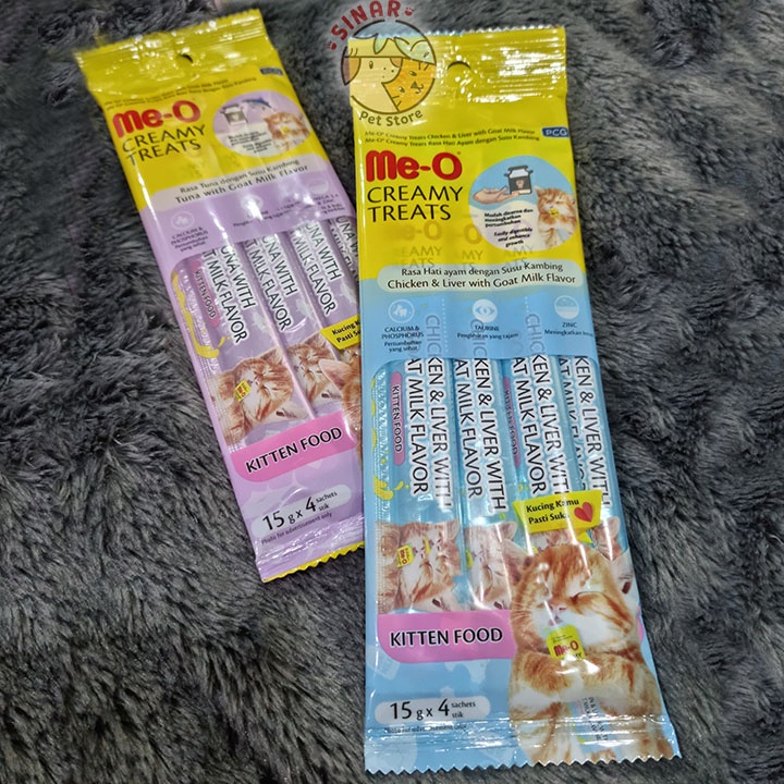 Me-O Creamy Kitten 4 x 15GR Snack Liquid Anak Kucing Cat Food Meo Me O Jajanan