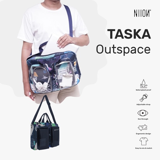 Niion Taska Outspace Sling Bag / Tas Laptop Jinjing 15inch Wanita Pria