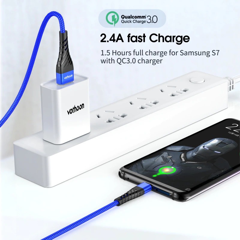 Vothoon Vn01 Kabel Charger Micro USB Fast Charging 3A 1 Meter