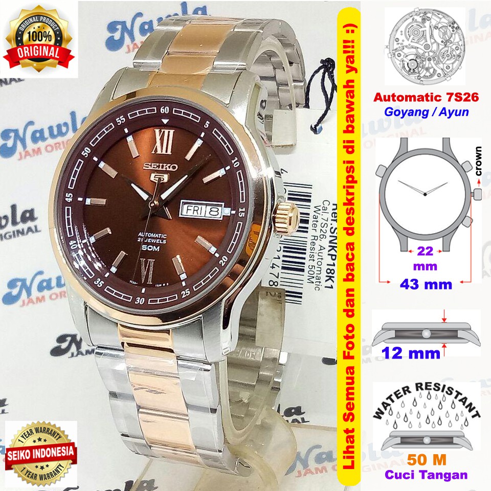 Seiko 5 SNKP18K1 Automatic Brown Dial - Jam Tangan Pria SNKP18