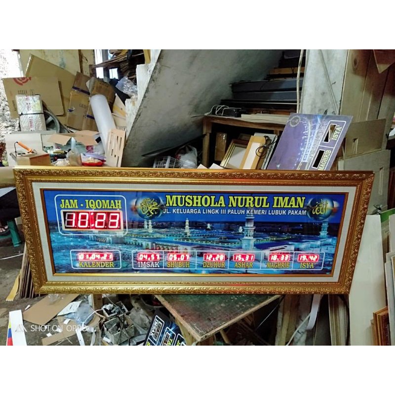 JAM MASJID DIGITAL JAM ADZAN JADWAL SHOLAT CUSTOM NAMA 40 x 100 cm