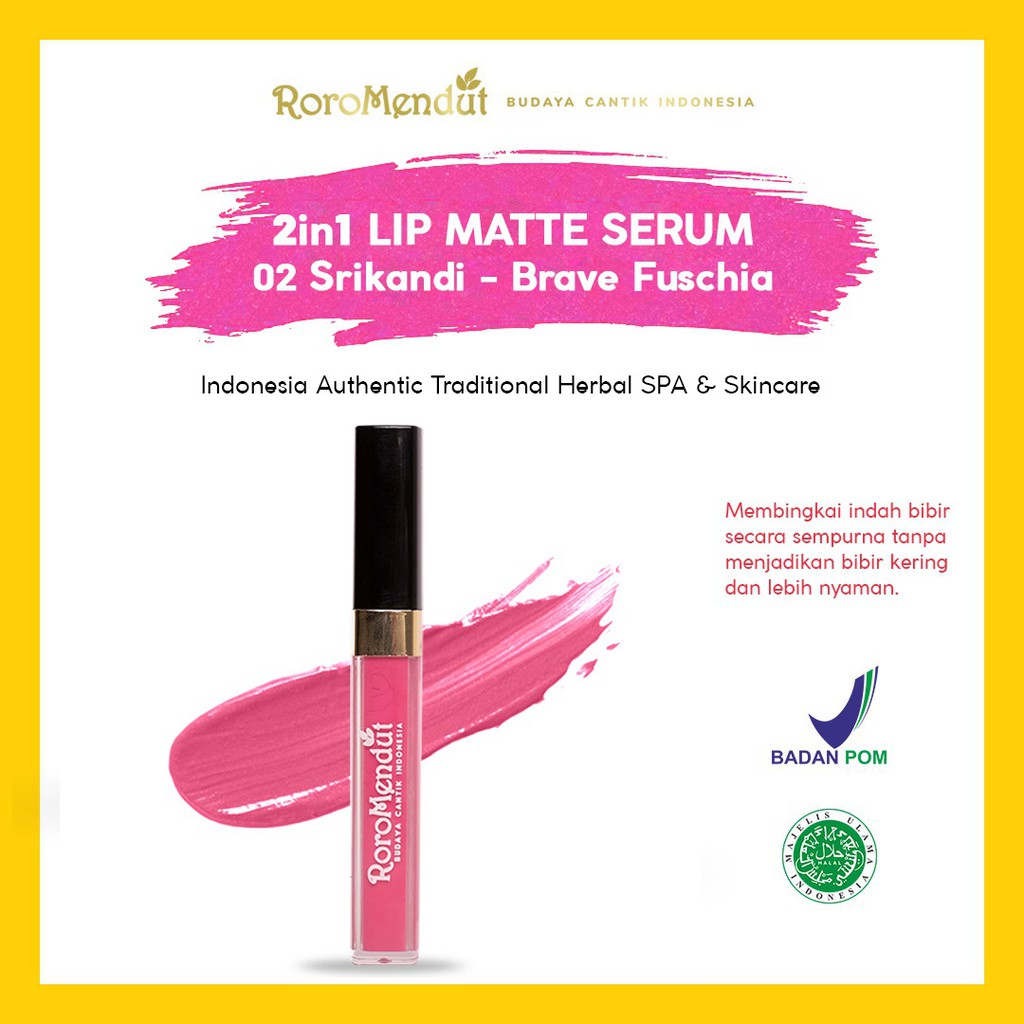 LIP MATTE 02 BRAVE FUSCHIA SRIKANDI RORO MENDUT SERUM LIPSTIK BIBIR