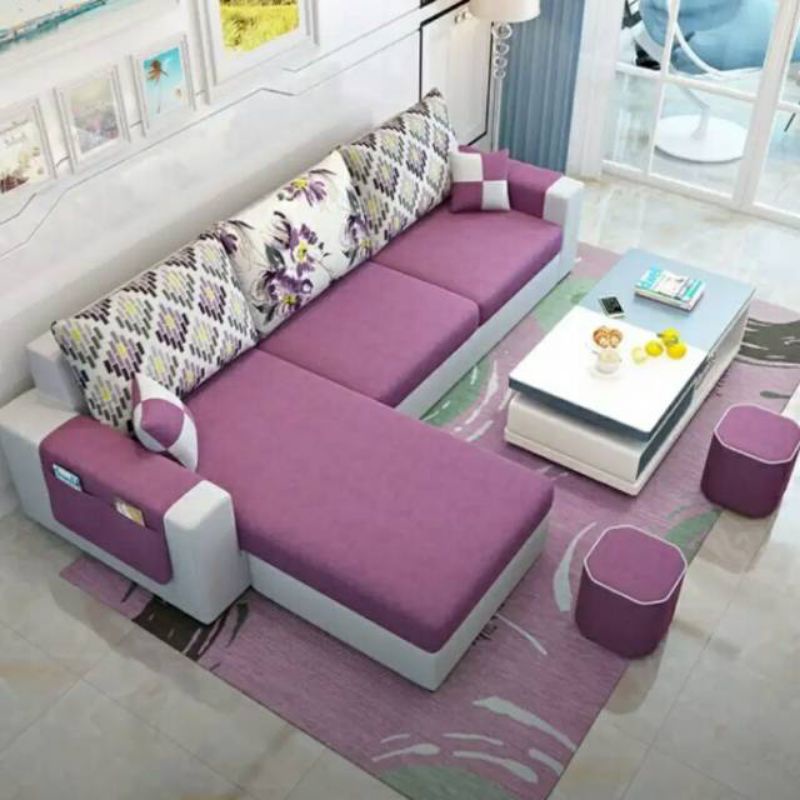 Promo Sofa L Shape Minimalis Sofa Tamu Ungu