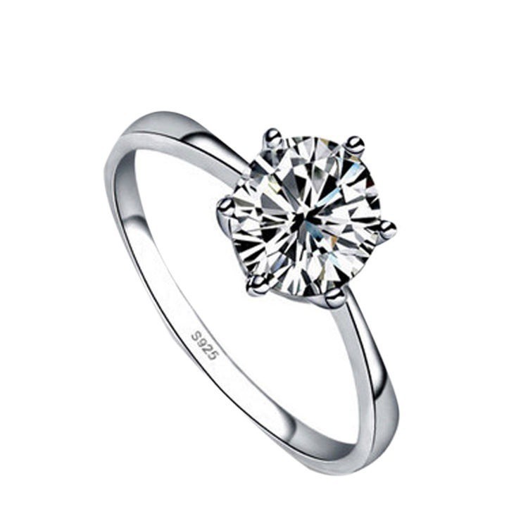 Cincin Sterling Silver 925 dengan Kristal Zircon untuk Wanita