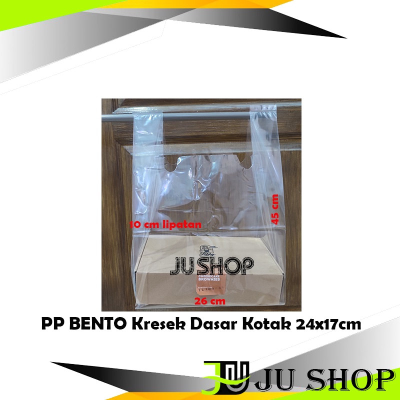 ECERAN PP BENTO Kresek Bening Dasar Kotak Maks 24x17 cm Box Cake Dus Dos Tart Kotak bahan Transparan Tebal