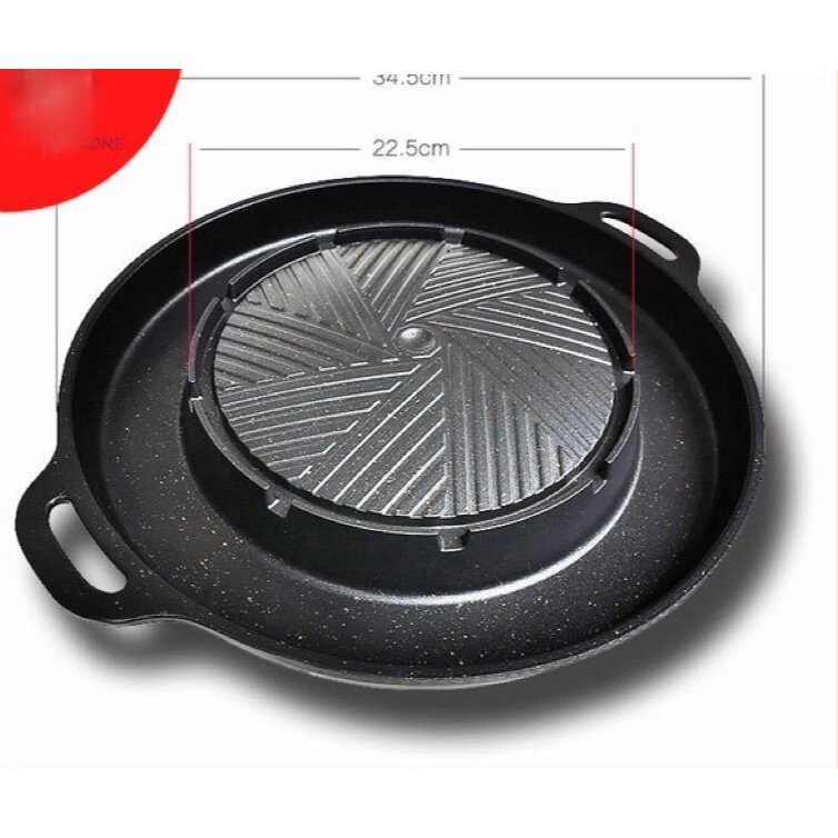 Sukiyaki Bulgogi Pan 2 in 1 BBQ Mookata Panci Grill Pan Shabu