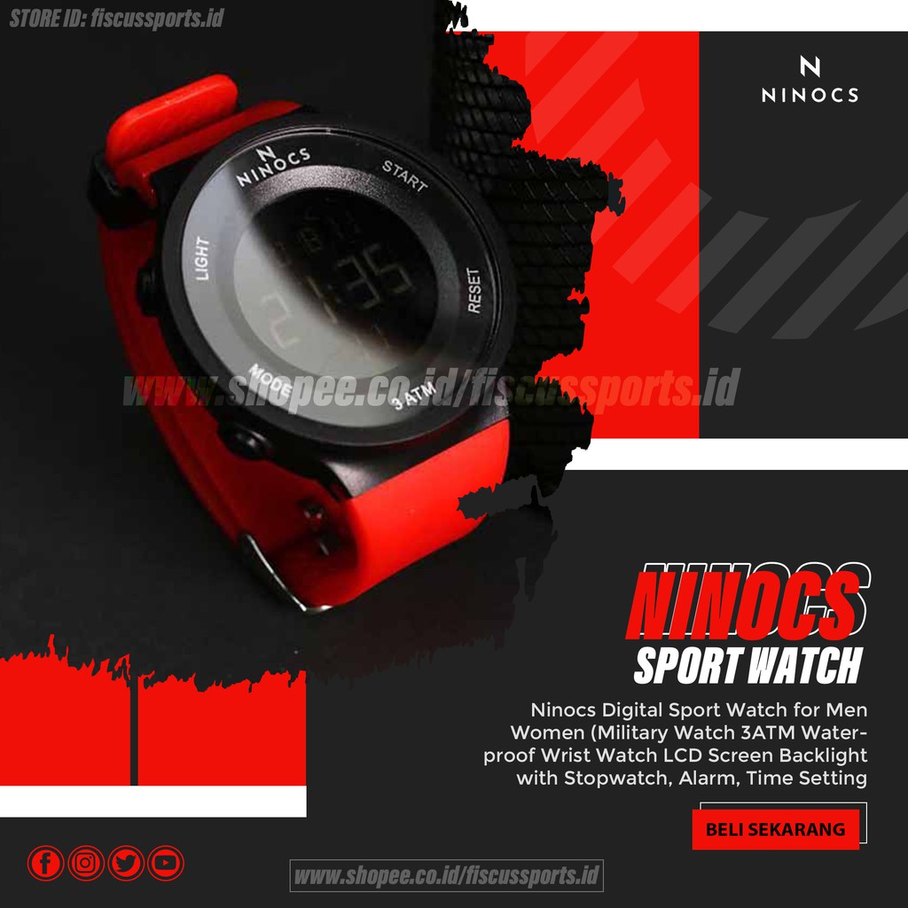 (COD) Jam Tangan Pria Mirage NINOCS Sport - Asli & ORIGINAL Terlaris - Merah
