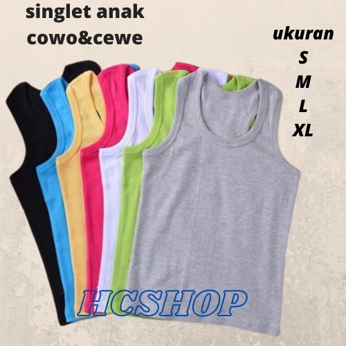 Singlet Polos Anak Unisex Cewek Cowok Ideal Usia 2-16th Singlet Anak Anak Pakaian Anak Unisex