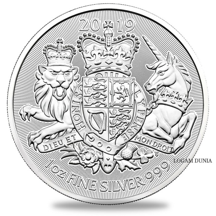 Koin Perak Great Britain 2019 The Royal Arms 1 oz Silver Coin