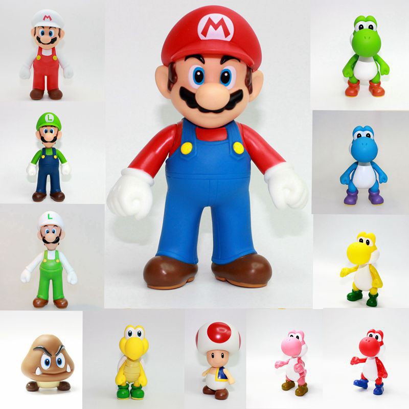 Mainan Boneka Action Figure Super Mario Bros Bahan PVC Ukuran 12CM