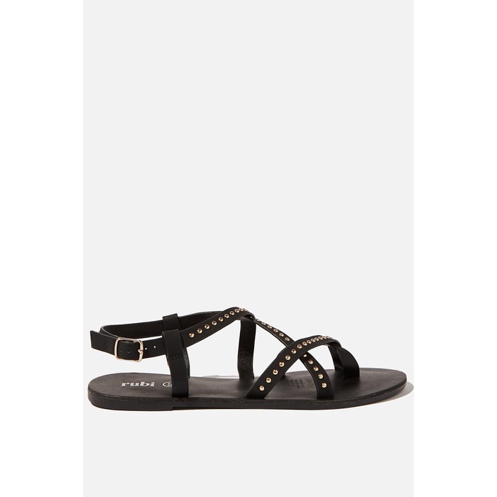 RUBI - SEPATU SANDAL WANITA - TYRA MULTI STRAP SANDAL - HITAM, 38