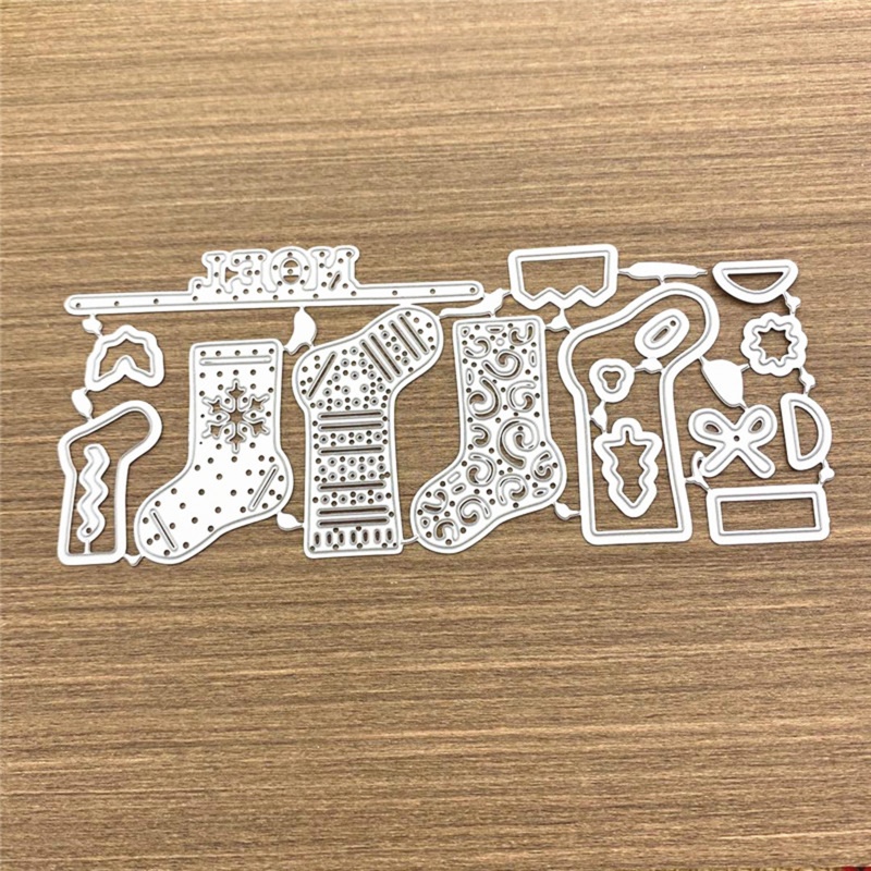 Cetakan Stensil Cutting Dies Motif Kaos Kaki Natal Bahan Metal Untuk Scrapbook / Craft DIY / Dekor