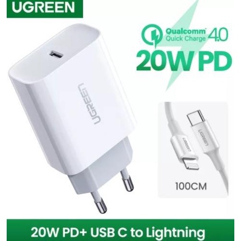 Ugreen Combo Pd Charger + Cable Type C Lightning Mfi Pd 3.0 36 Watt