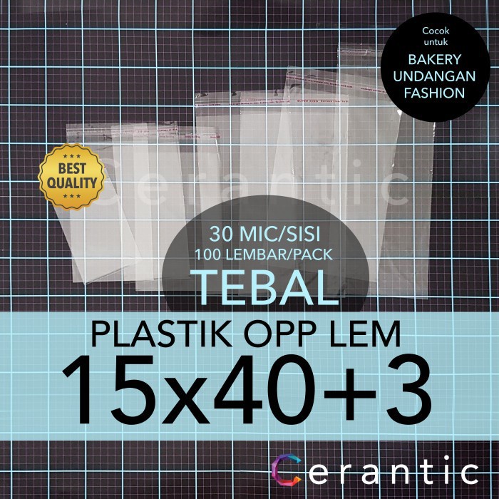 OPP LEM 15 x 40 +3 cm Plastik Bening Seal Bungkus Roti Undangan 15x40