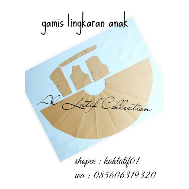 Pola jiplak / pola instan gamis lingkaran anak