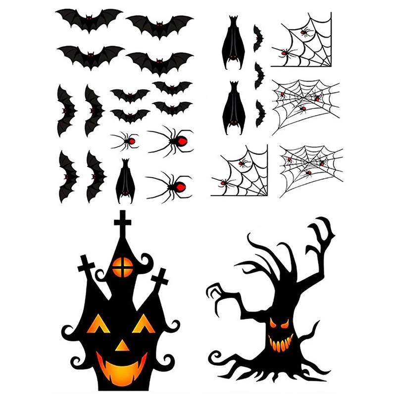 9 Pcs / Set Stiker Jendela Elektrostatis Motif Kartun Kelelawar Bahan PVC Untuk Dekorasi Pesta Halloween