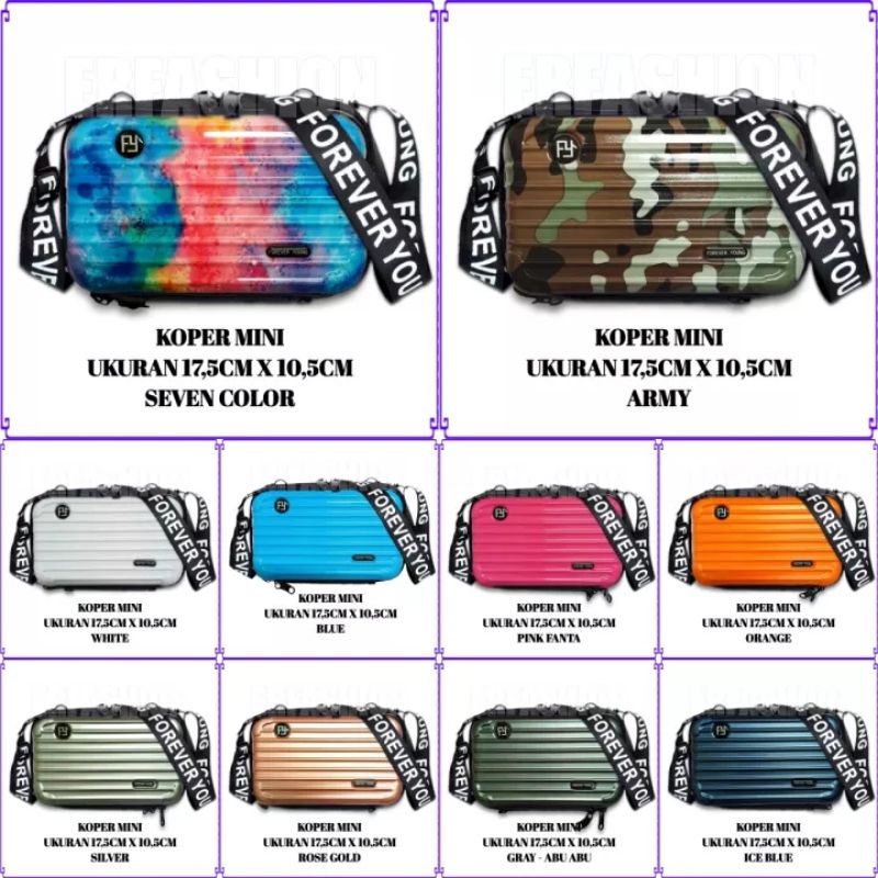 Erfashion - Tas selempang Import Model Koper Mini | Tas Samping Koper Mini FY Forever Young | Dompet
