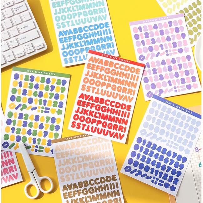 6 Sheets Alphabet Stickers Adhesive Letter Stickers DIY Journal Album Stationery Decoration