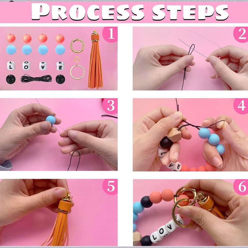 Zzz Manik-Manik Silikon Poligonal Dengan Tali Elastis Untuk Membuat Gantungan Kunci DIY