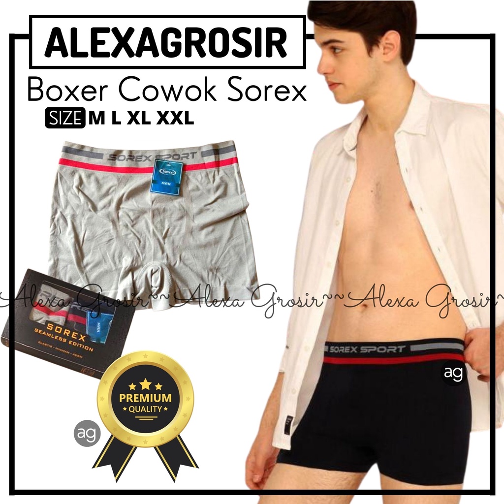 Per PCS Celana Dalam Pria / CD Boxer Cowok Anti Nyeplak Bahan Lembut Sorex Man ART M3804