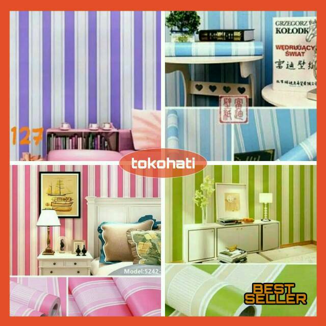 [COD] Termurah Wallpaper dinding Motif Salur,wallpaper salur