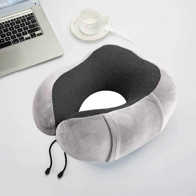 Bantal Leher Empuk U-Shape Foldable Travel Neck Pillow