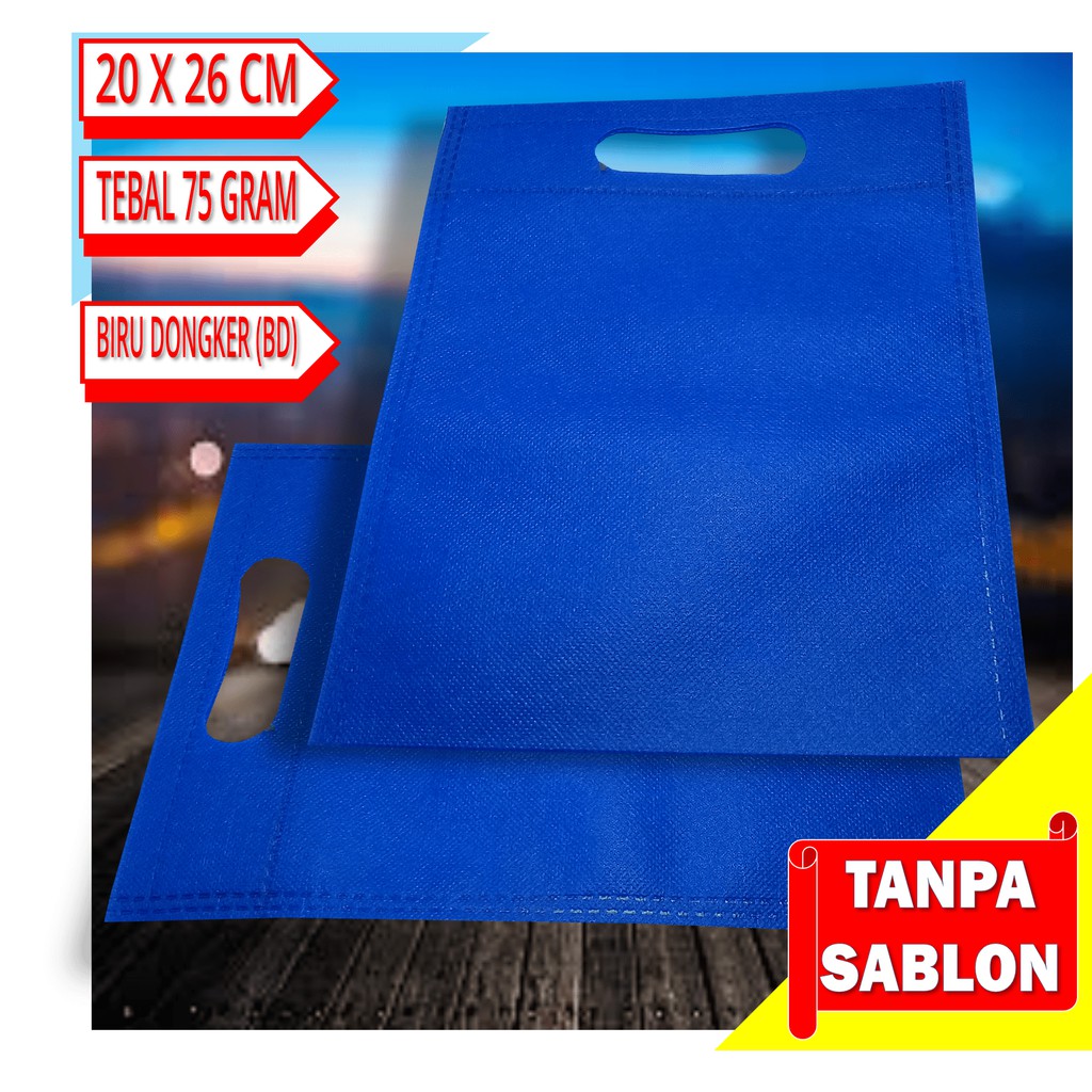 

Tas Spunbond Model Plong 20 x 26 cm warna Biru Tua (BT