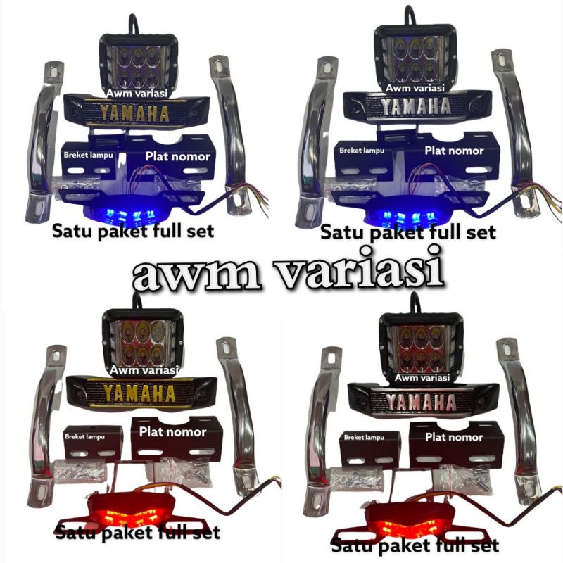 paket lampu sorot tembak 6 Mata jumpo rx king set kumis plus plat nomor plus behel rx king full set