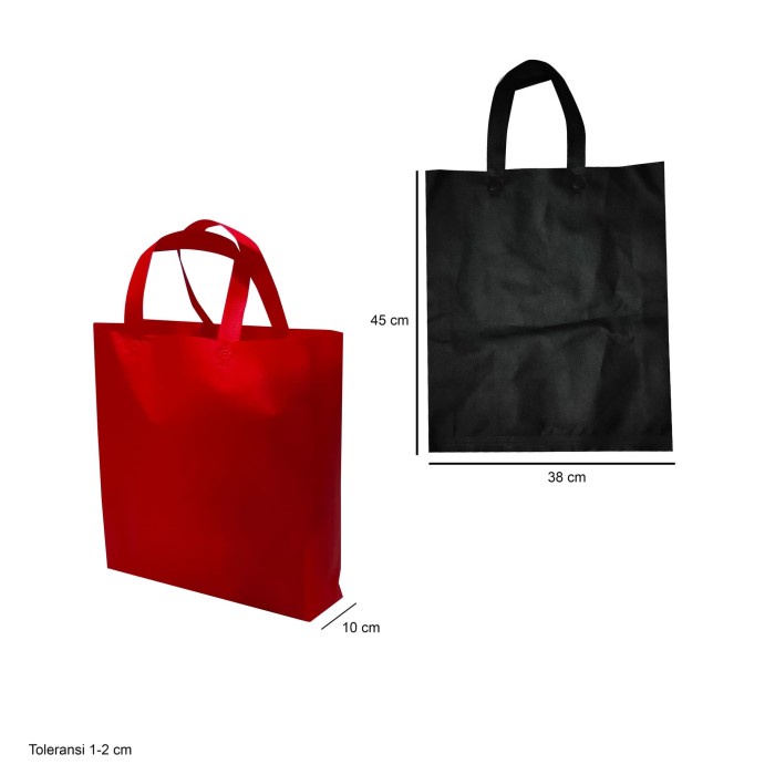 

NEW Tas spunbond besar jumbo tali 38 x 45 x 10 tas belanja sembako sponbon - Hitam
