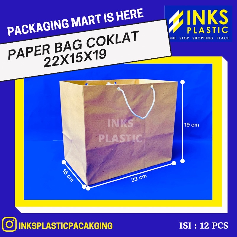 

PAPER BAG COKLAT 22x15x19 (12 PCS)