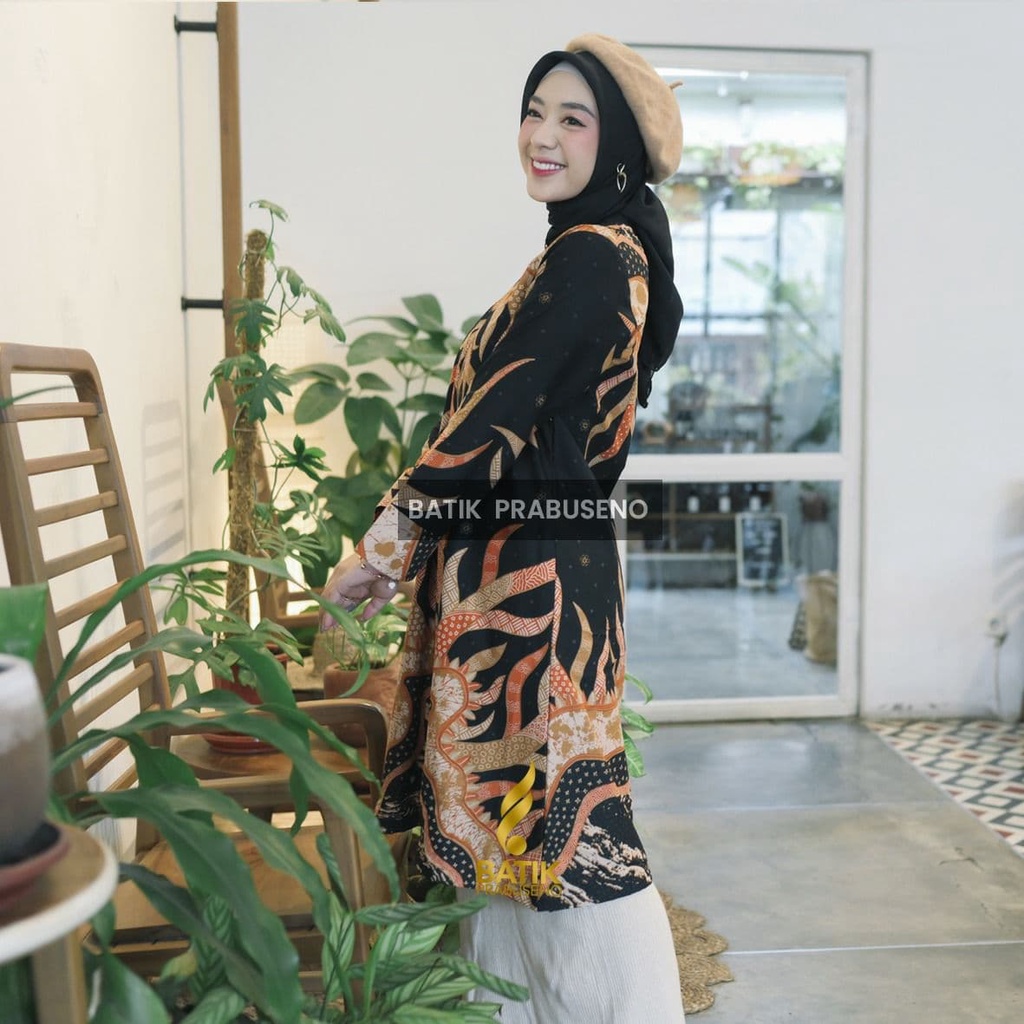 Baju Batik Wanita Modern Motif Astina Ukuran Size S M L XL XXL Asli Pekalongan Tunik Lengan Panjang 