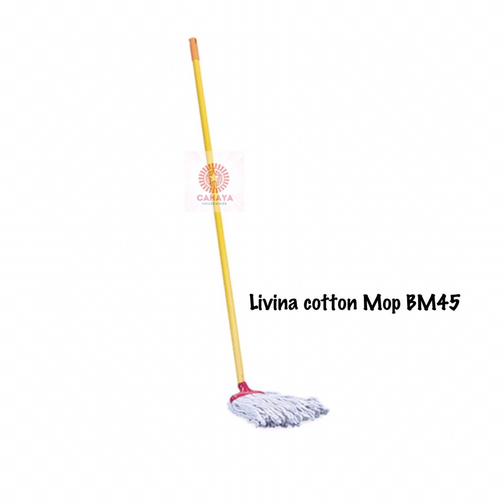 Pel Lantai Pembersih Rumah Livina Cotton Mop Oval 301 BM-39 Set Lion Star Pel Gagang Plastik Murah