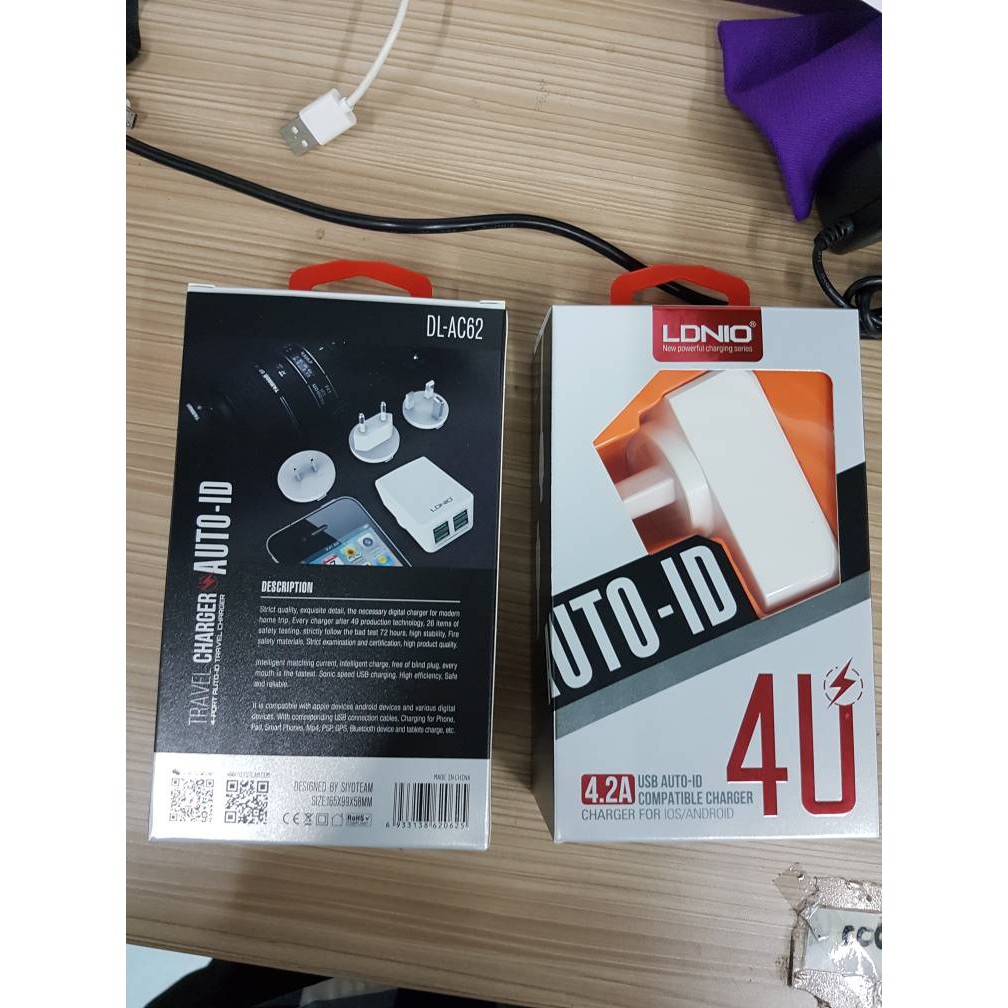 Adaptor Charger LDNIO DL-AC62 (Kepala Charger 4 Port 4.2A)