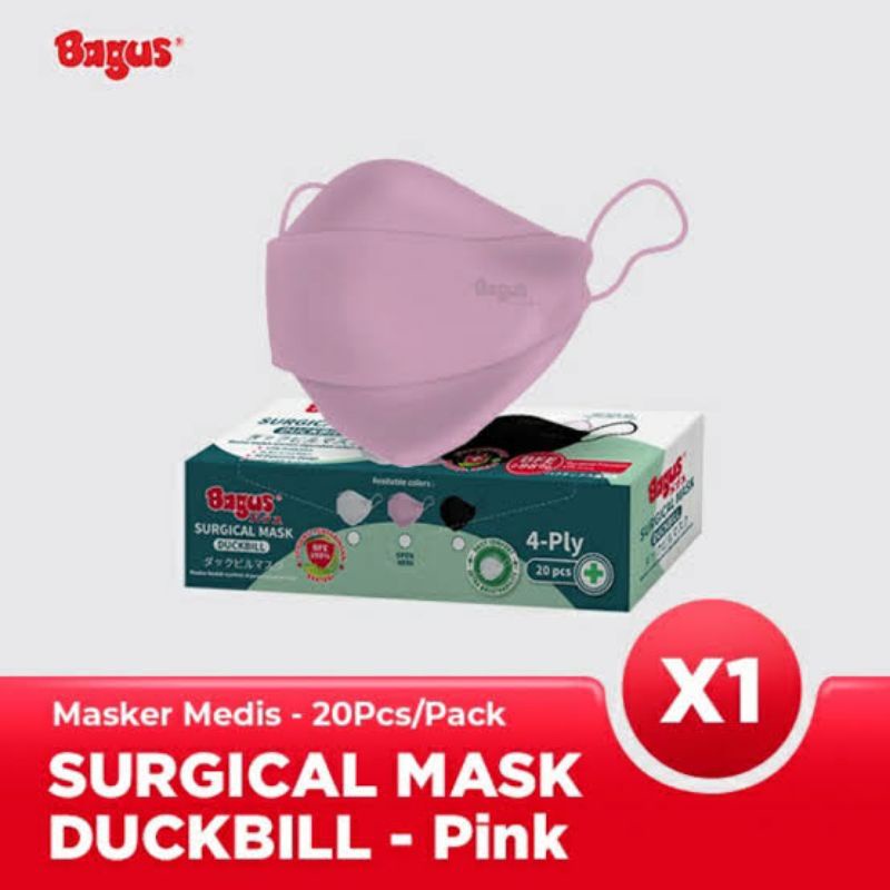 Masker Bagus Surgical Mask Duckbill isi 20 KF94 Pink
