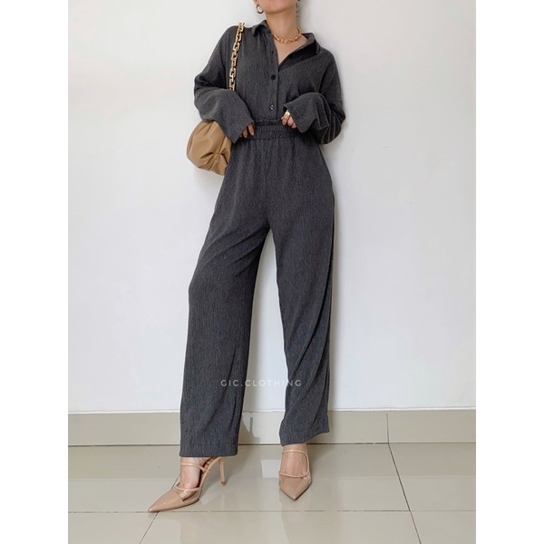 [GIC] Zalina Knit Set-Charcoal