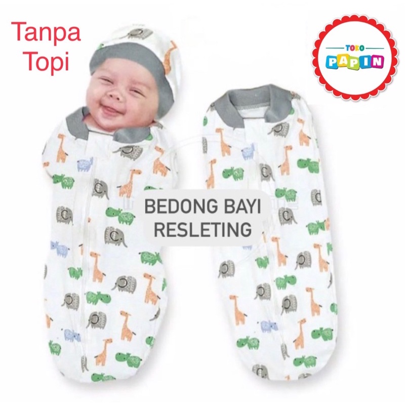 TokoPapin Bedong Bayi Bedong Anak Bayi Instan Resleting Bedong Baby Motif Halus Adem Newborn Baru Lahir Lucu Berkualitas