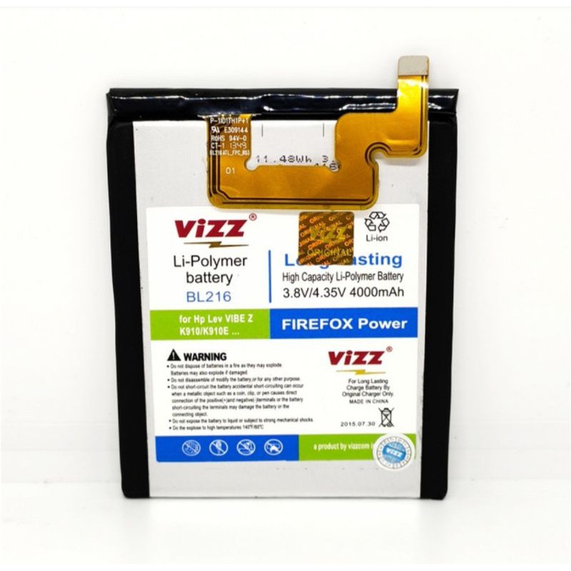 Baterai Batre Vizz Lenovo Vibe Z / K910 / BL216 Original Vizz