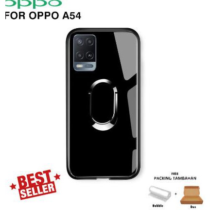 Glass Case Ring Magnetic Stand Oppo A54 Hardcase Tempered Miror Mhs-1398