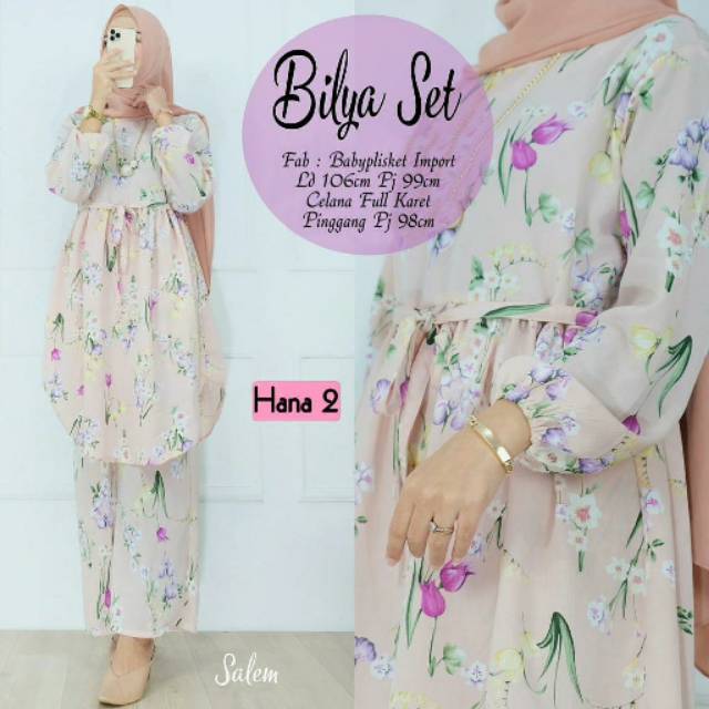 Bilya setelan tunik dan celana motif bunga