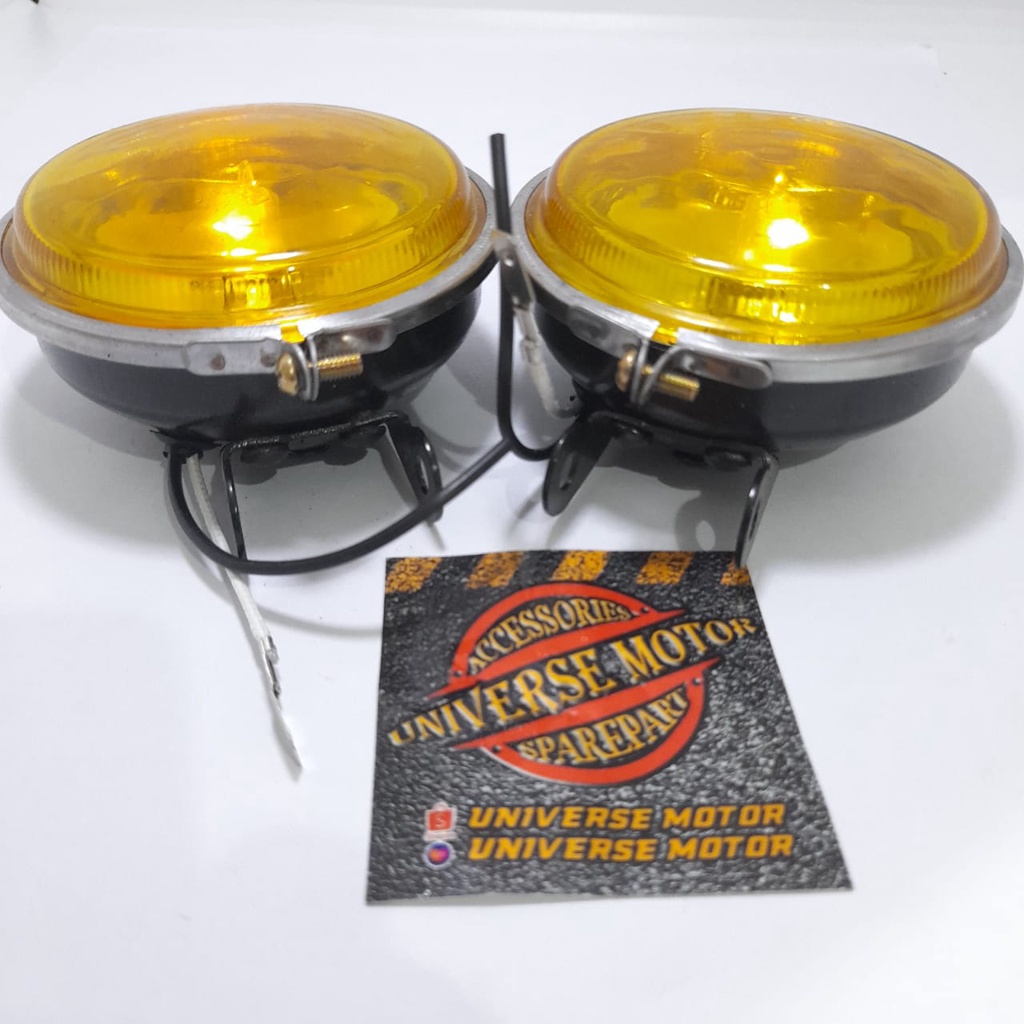 LAMPU TEMBAK BULAT 12V MOTOR MOBIL FOGLAMP LAMPU KABUT KUNING PUTIH